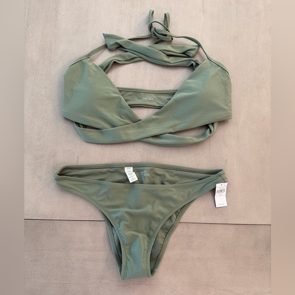 Aerie New with TagsSage Green Wrap Bikini Set